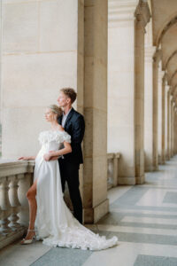 a bride and groom elopement in paris at the louvre
