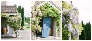 a wedding signage at the entrance of their wedding at chateau lill in woodinville