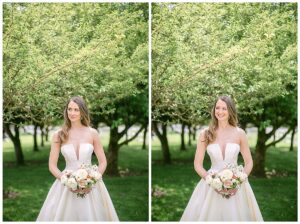 a bride holding her flowers