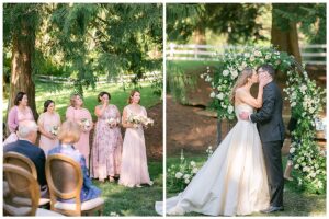 a bride and groom kissing at their wedding at chateau lill
