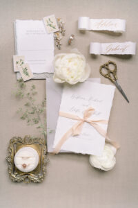 a wedding flat lay for an olana wedding venue