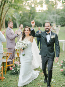 a bride and groom at hacienda sac chic in yucutan mexico