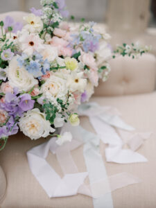 pastel floral wedding bouquet at the mount edith wharton