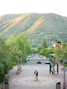 an engagement session in downtown aspen