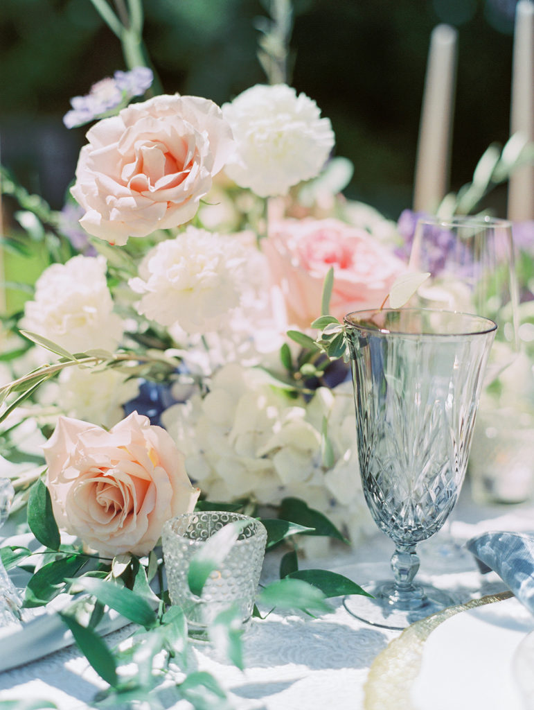 pastel florals on table