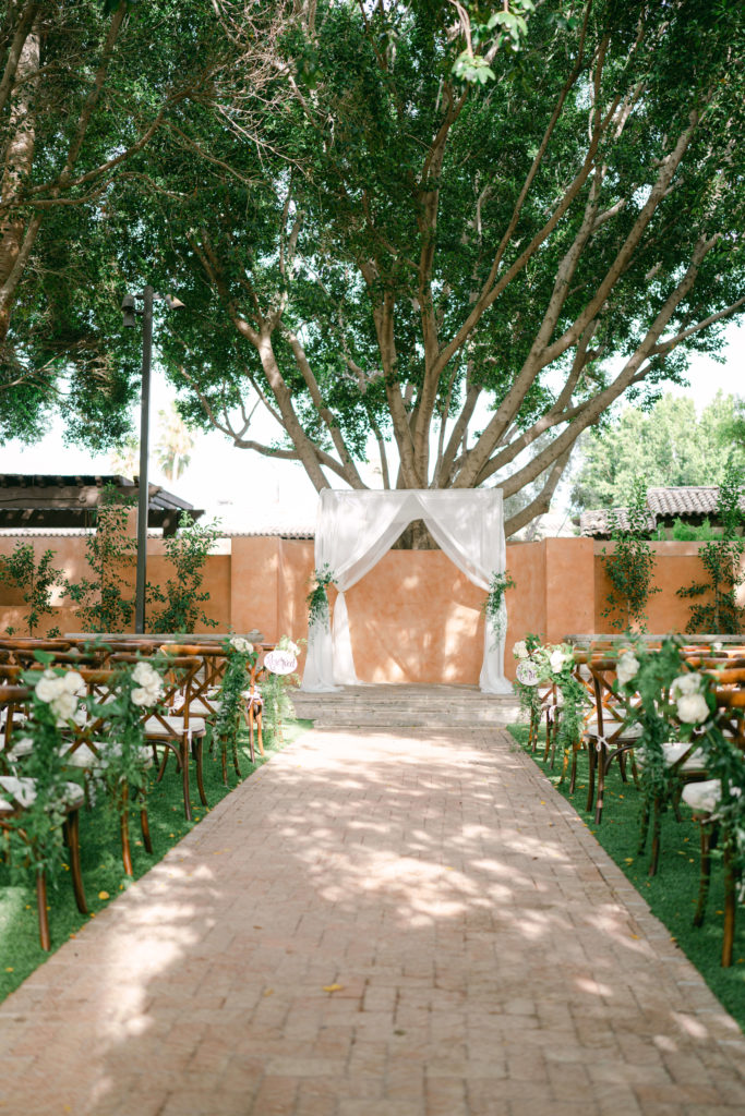 wedding ceremony setup at the royal palms resort